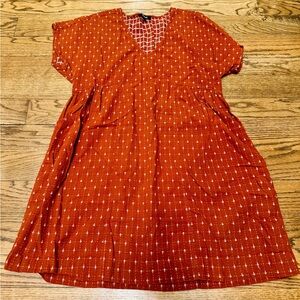 Madewell Rust Cotton V-Neck Babydoll Dress Small